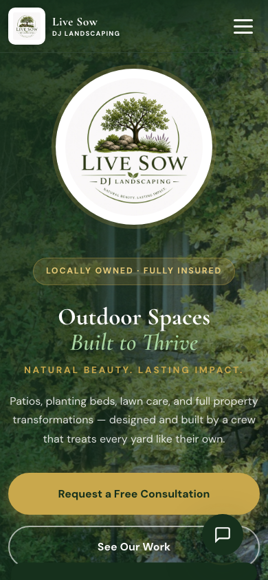 DJ Landscaping mobile homepage